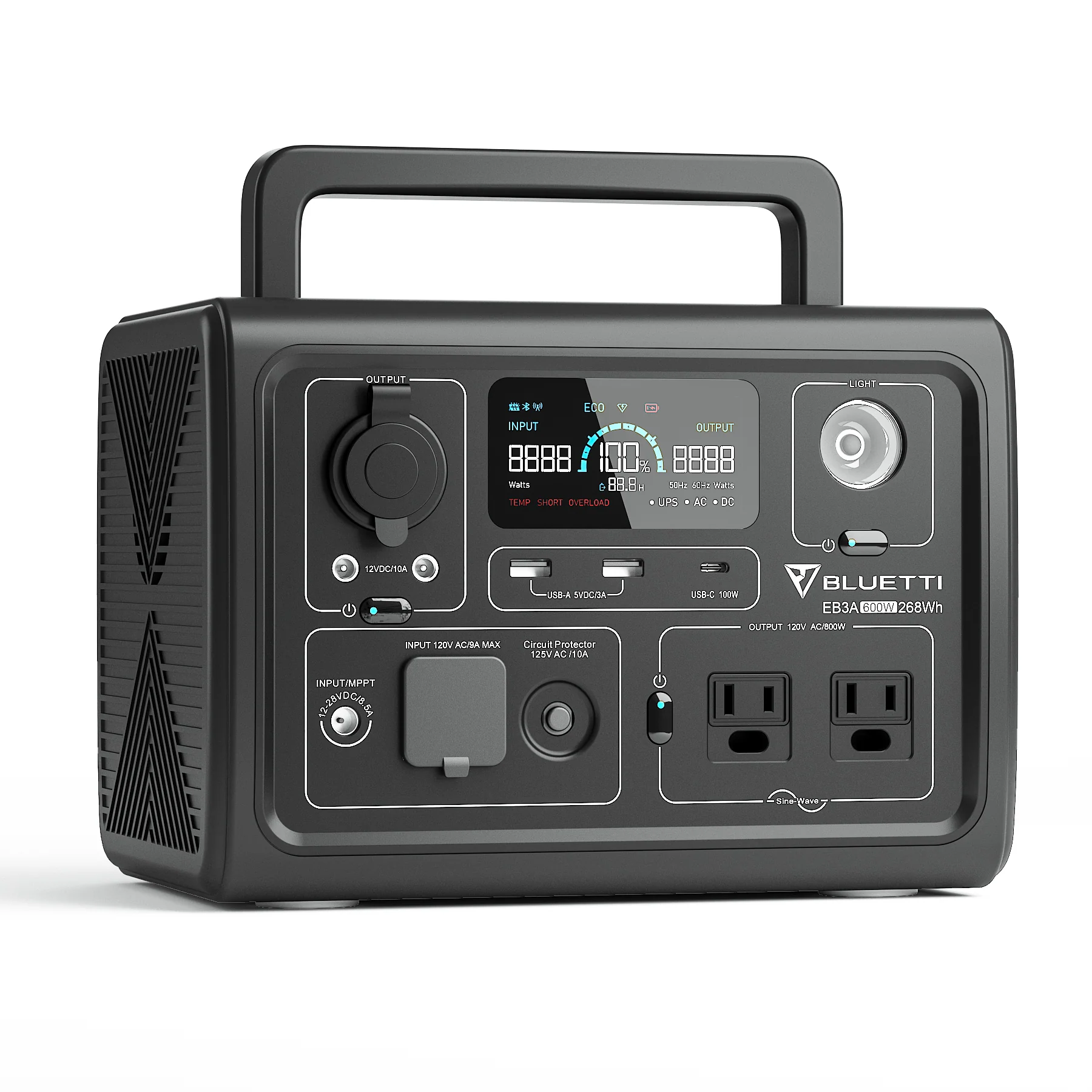 BLUETTI AC50B 700W portable power station front display view