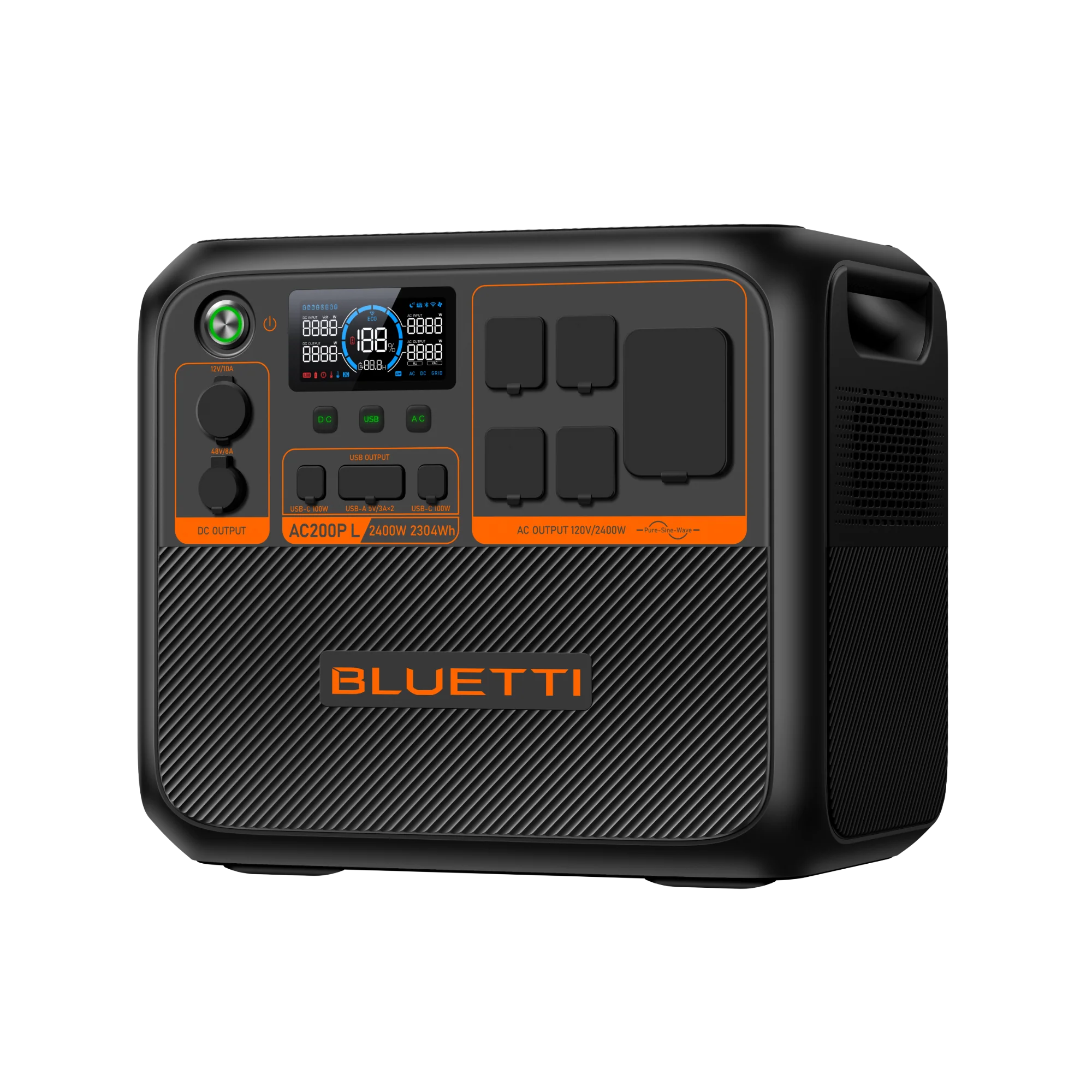 BLUETTI EB3A 600W portable power station front display and ports