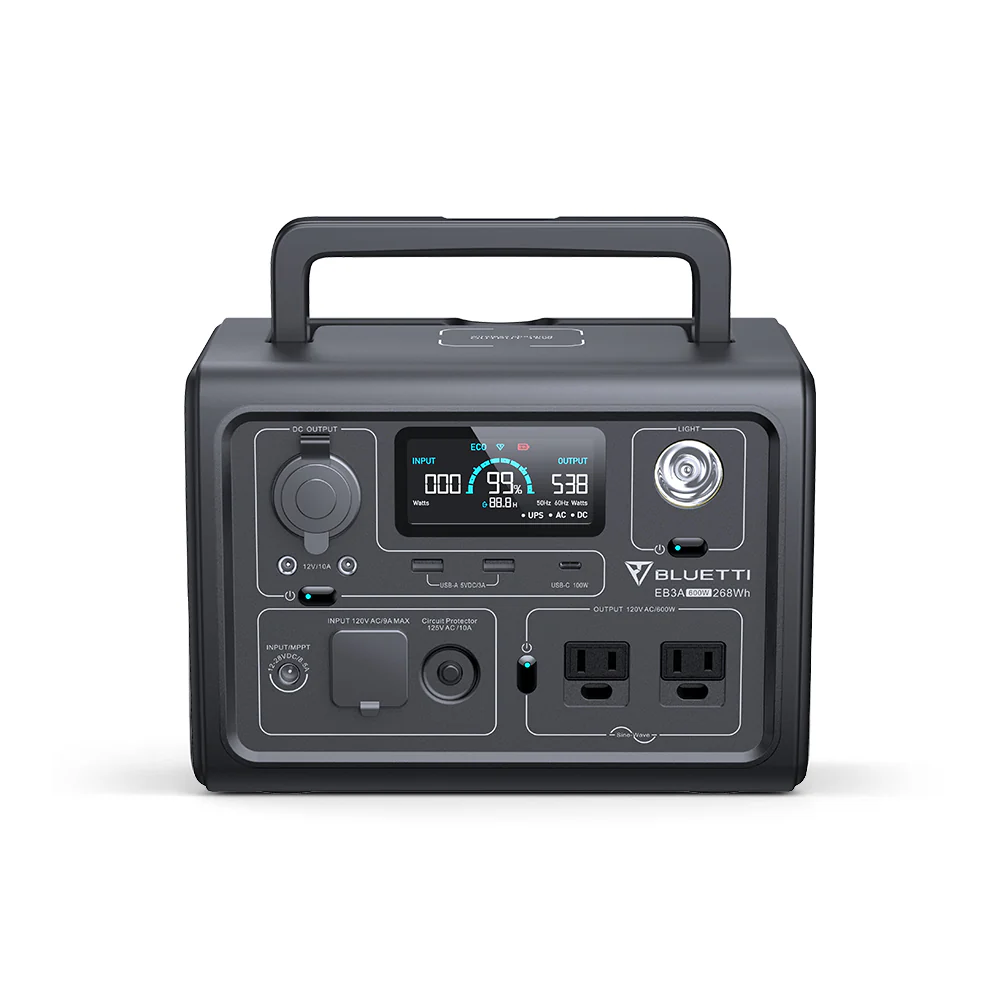 BLUETTI AC50B 700W portable power station display and ports