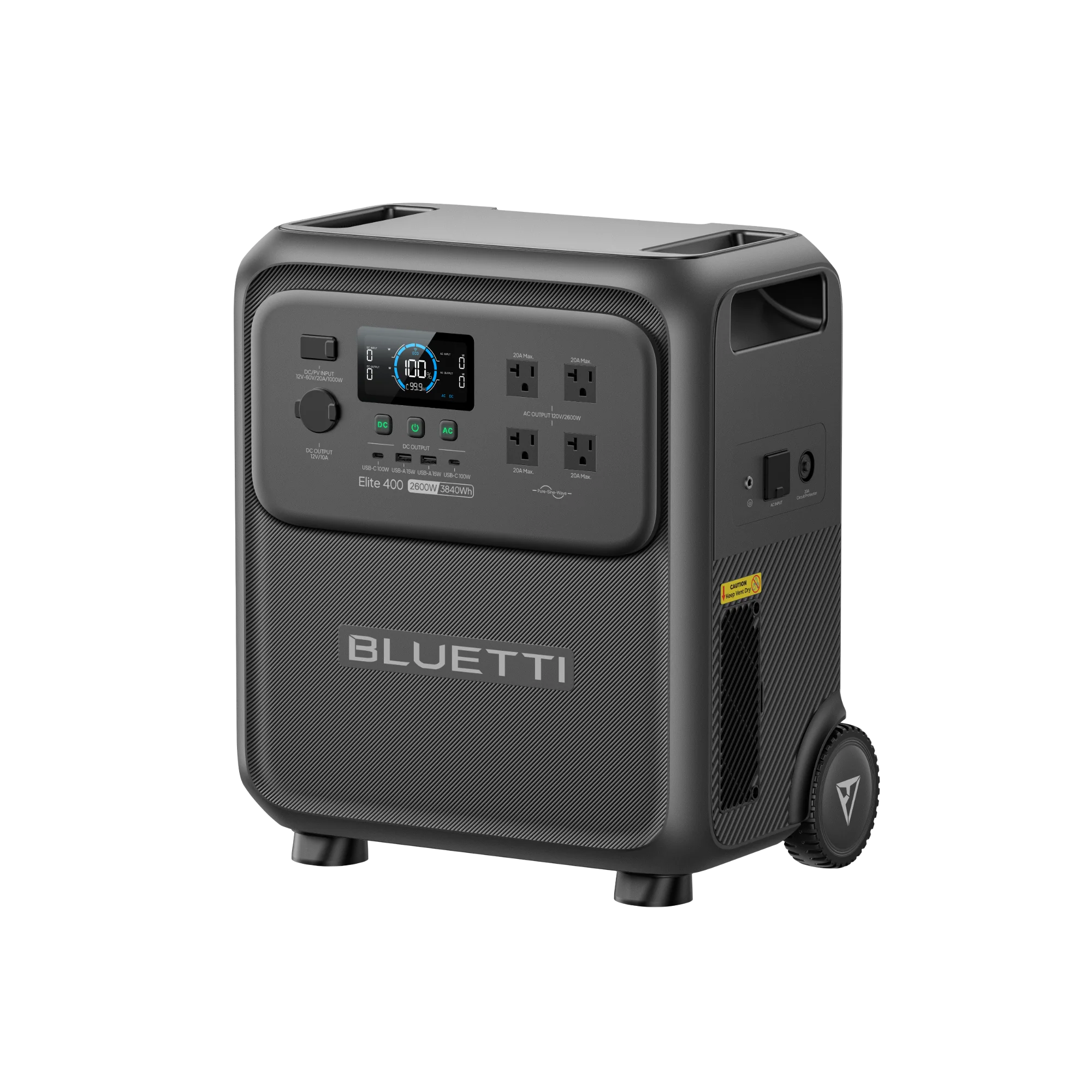 BLUETTI Elite 400 portable power station – angled side view