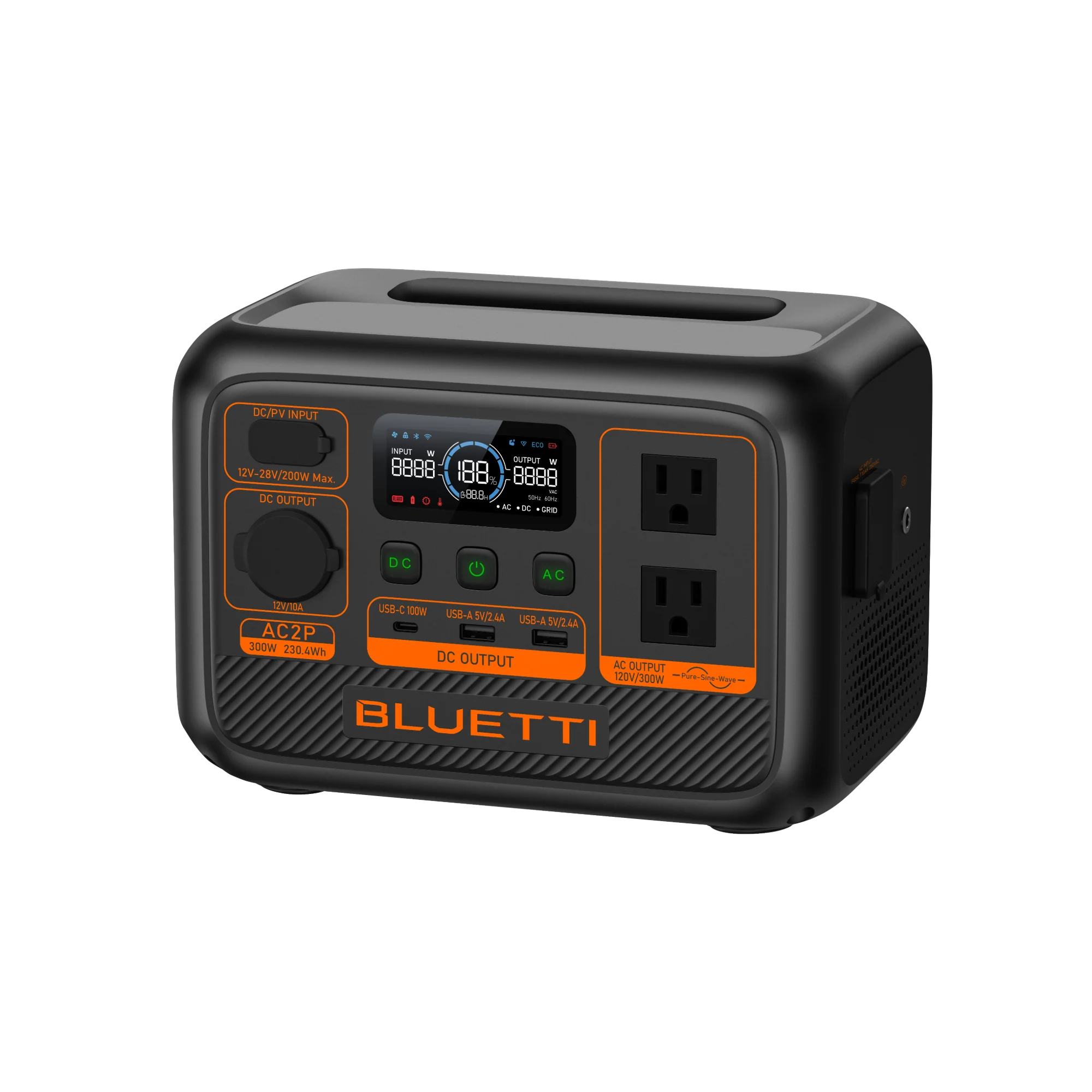 BLUETTI AC2P 300W portable power station front view