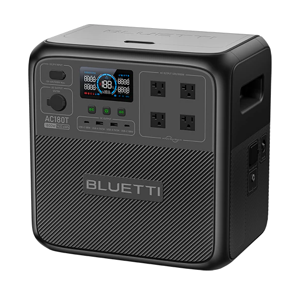 BLUhttps://saddle.bluettijamaica.com/wp-content/uploads/2025/12/AC180T_5b380787-9074-4a48-bce9-d5277f9b3201_600x.webpETTI AC180T portable power station with LCD display and multiple AC/DC/USB output ports for home backup, outdoor, RV and emergency power