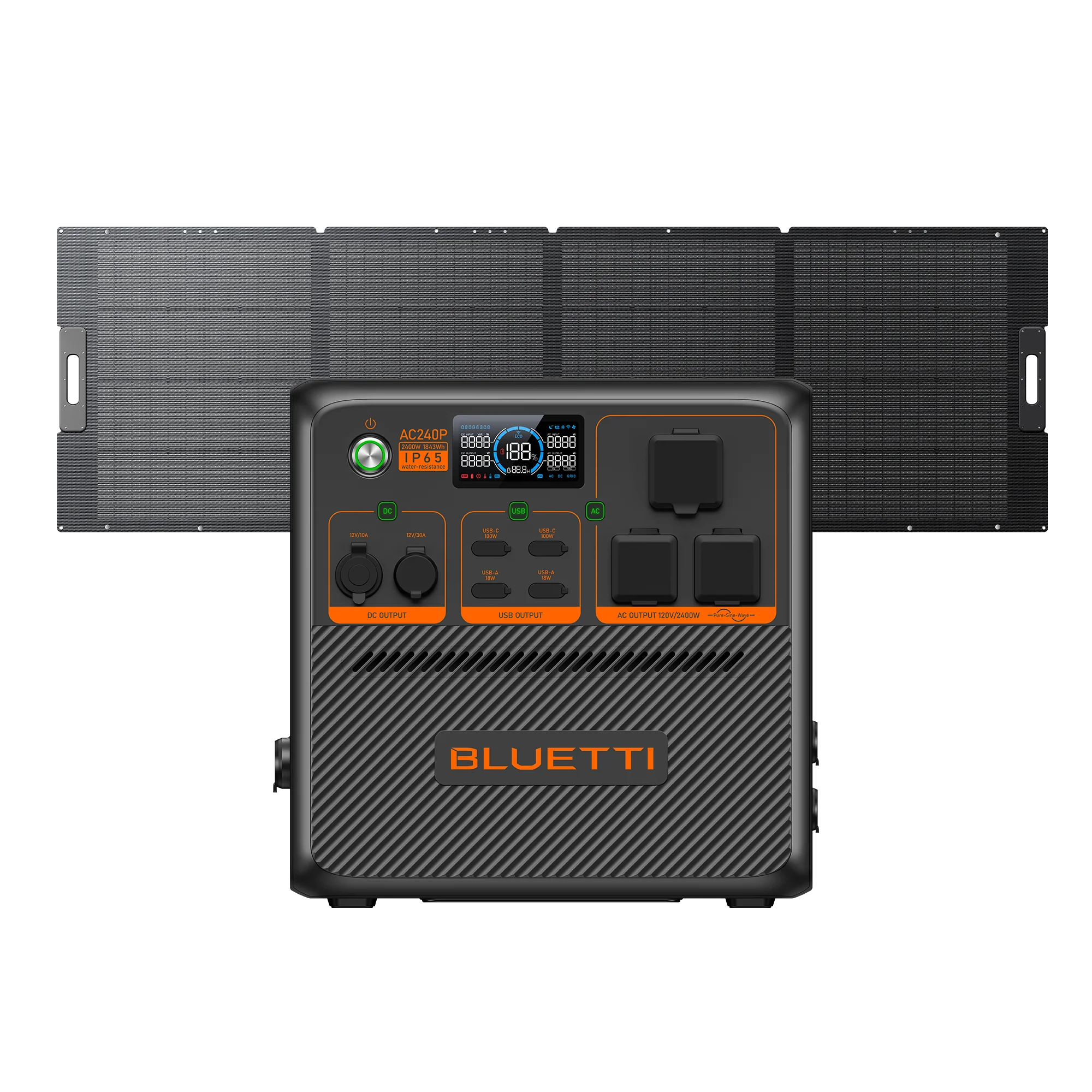 BLUETTI AC240P power station with PV350D 350W solar panel
