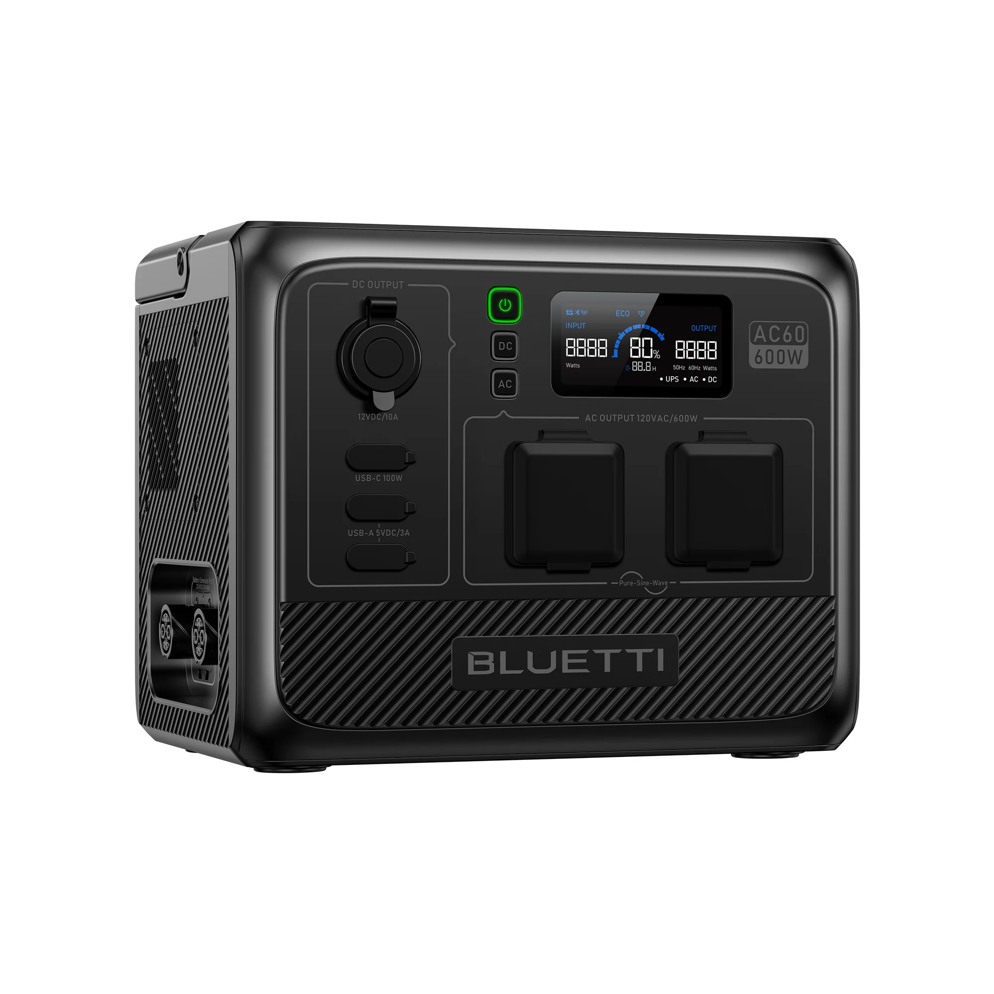 BLUETTI AC60P 600W portable power station rear view