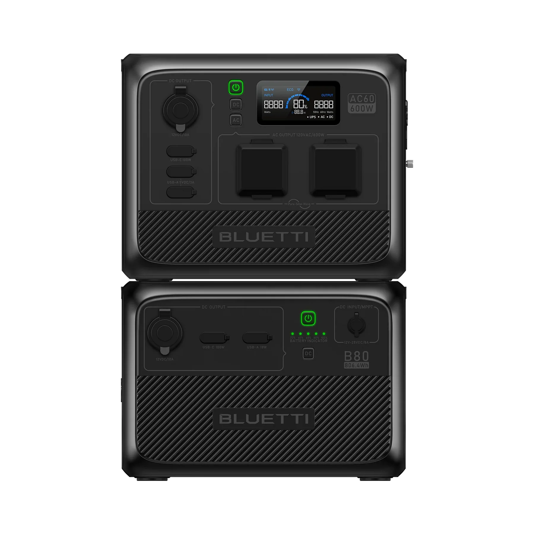 BLUETTI AC60P 600W portable power station with B80P expansion battery