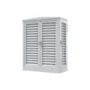 Outdoor power equipment cabinet with louvered doors for weather-resistant housing of electrical or solar components