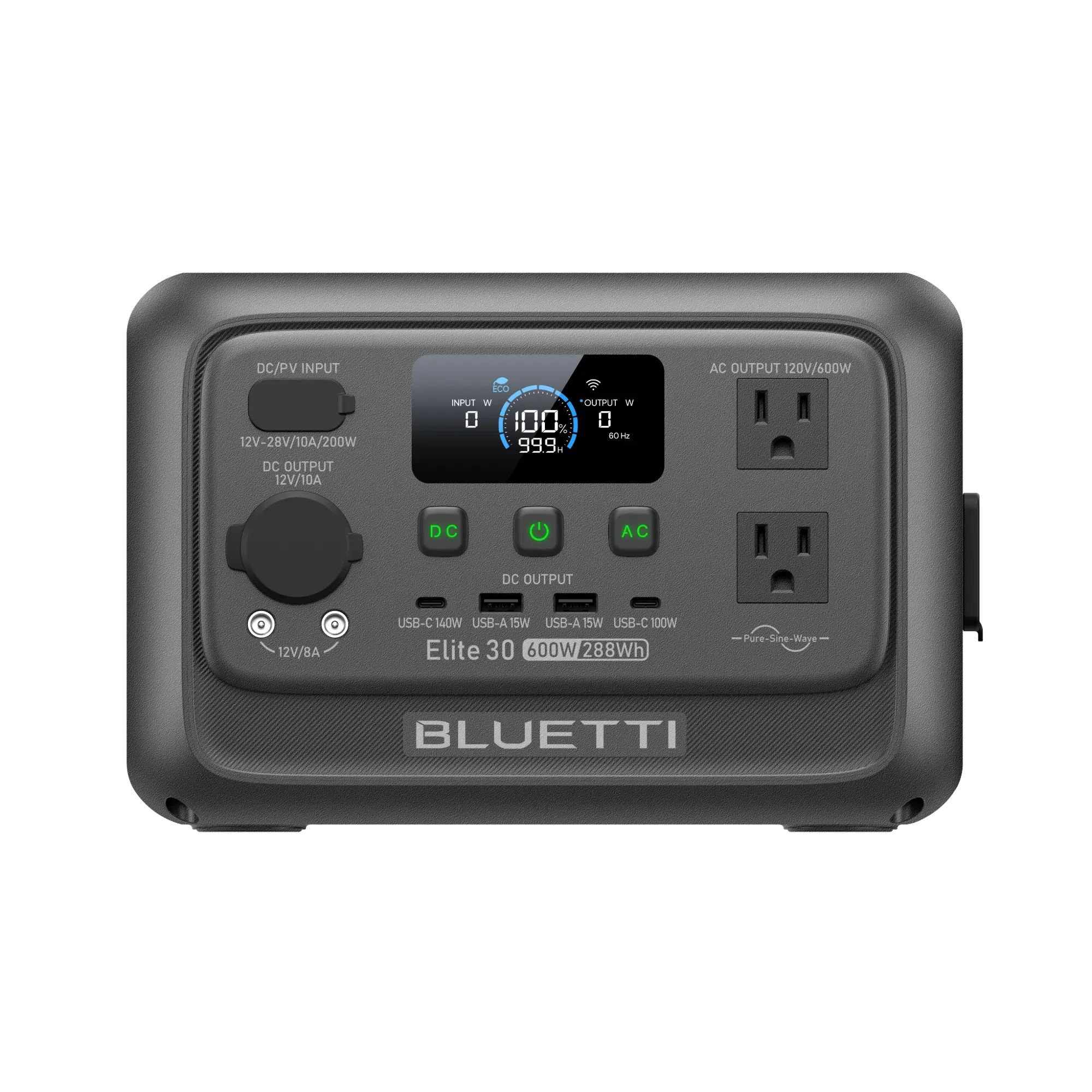 BLUETTI Elite 30 V2 | 288Wh 600W Portable Power Station - Deep Grey, BLUETTI Elite 30 V2 288Wh 600W Portable Power Station