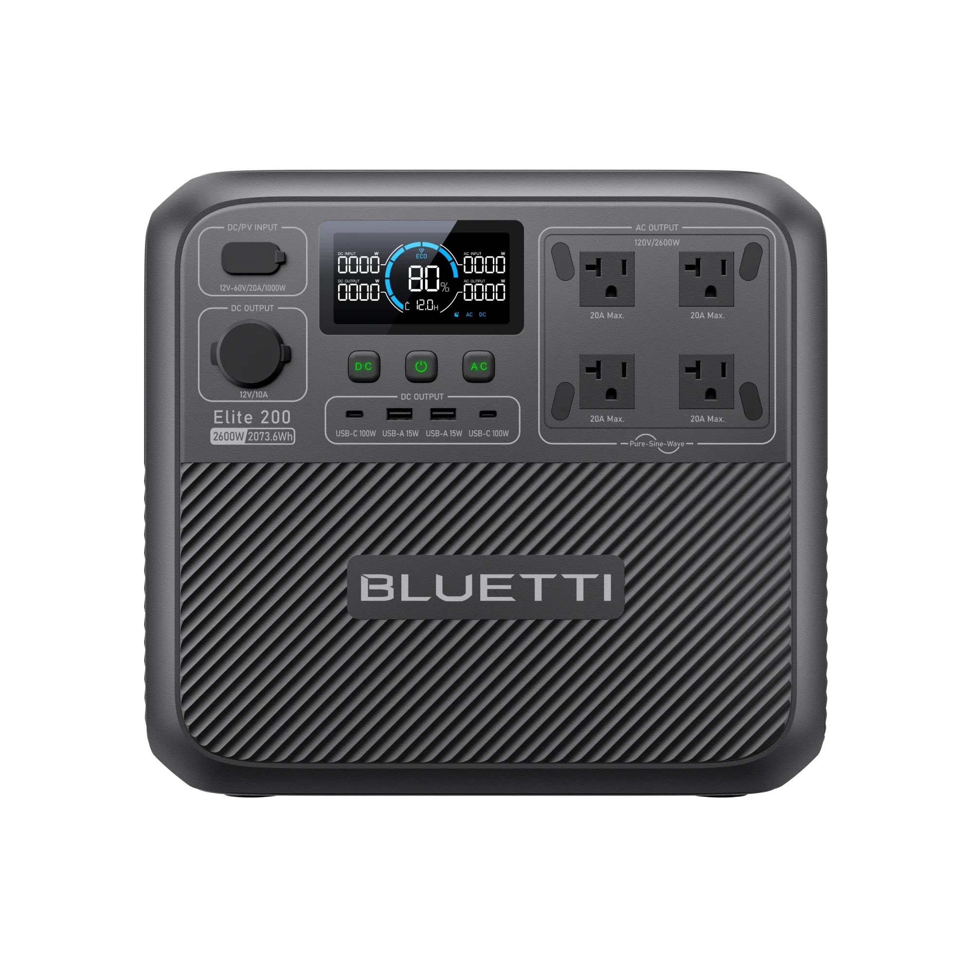 BLUETTI Elite 200 portable power station front panel design