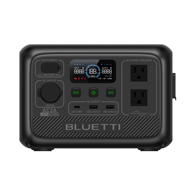 BLUETTI AC2A 300W portable power station with 204Wh battery for travel and backup power