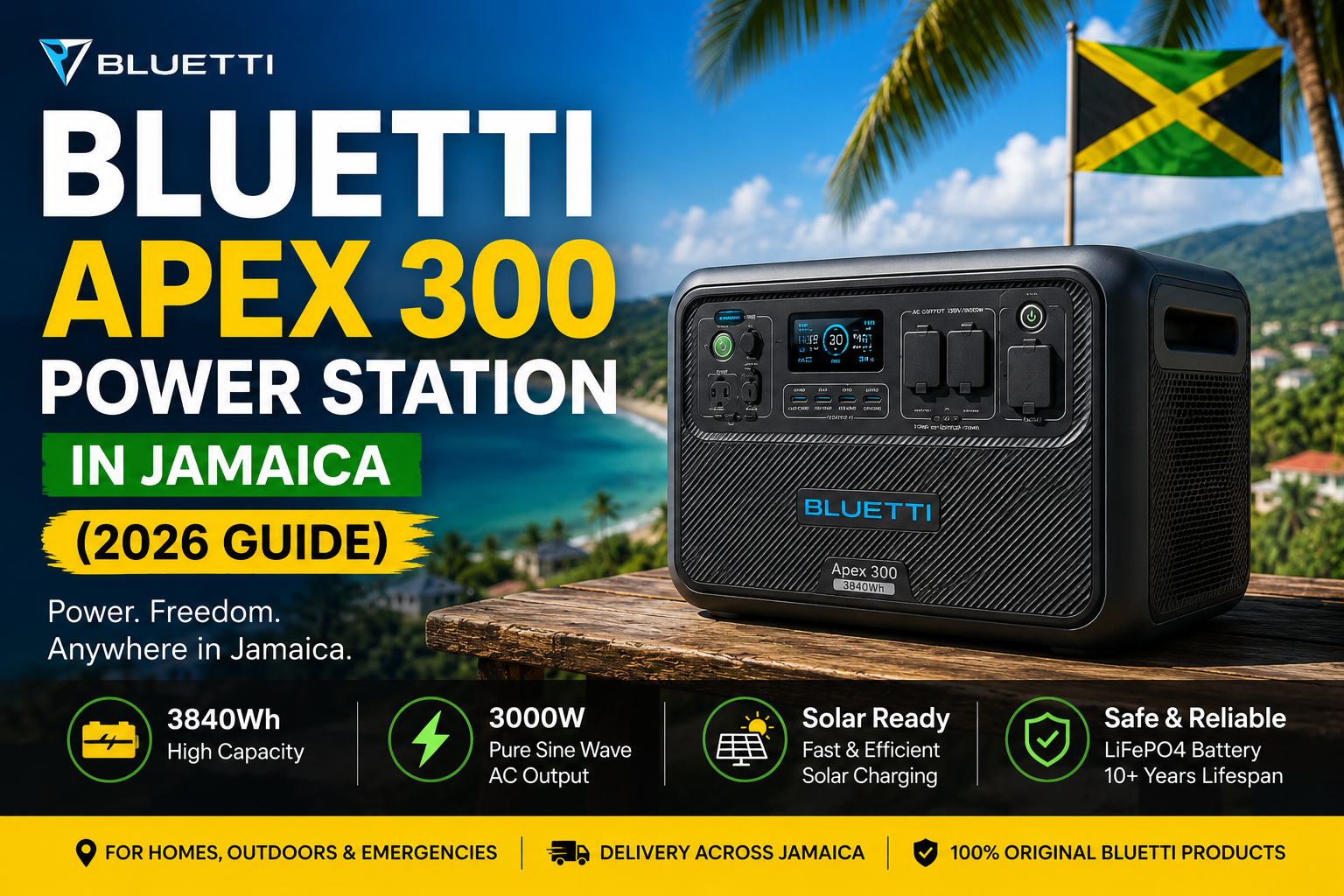 BLUETTI Apex 300 power station in Jamaica