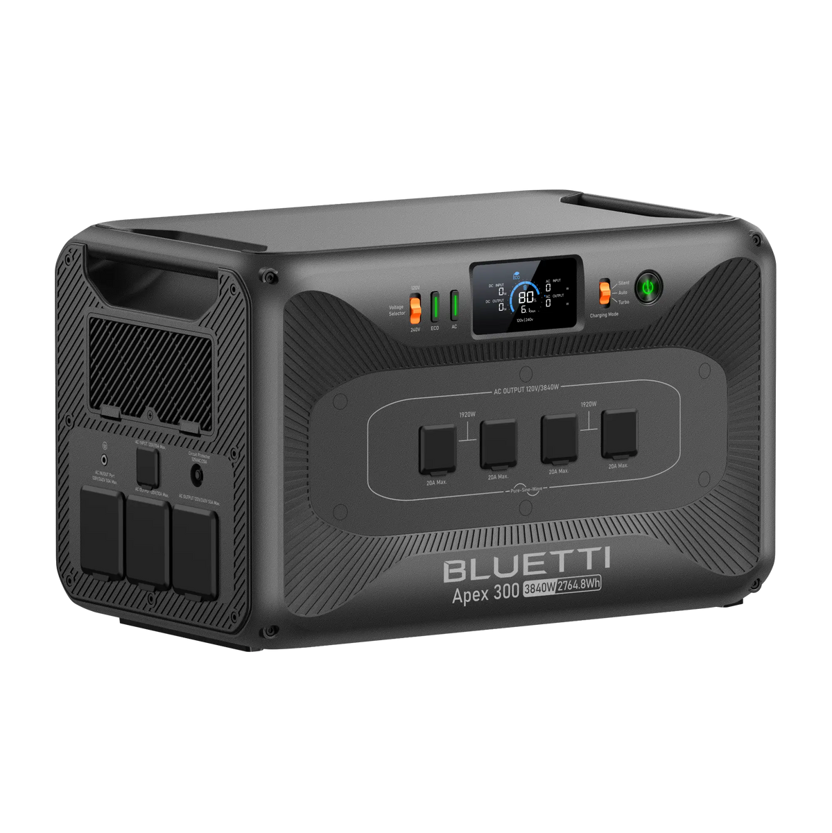 BLUETTI Apex 300 portable power station 3840W 2764.8Wh for clean energy backup.