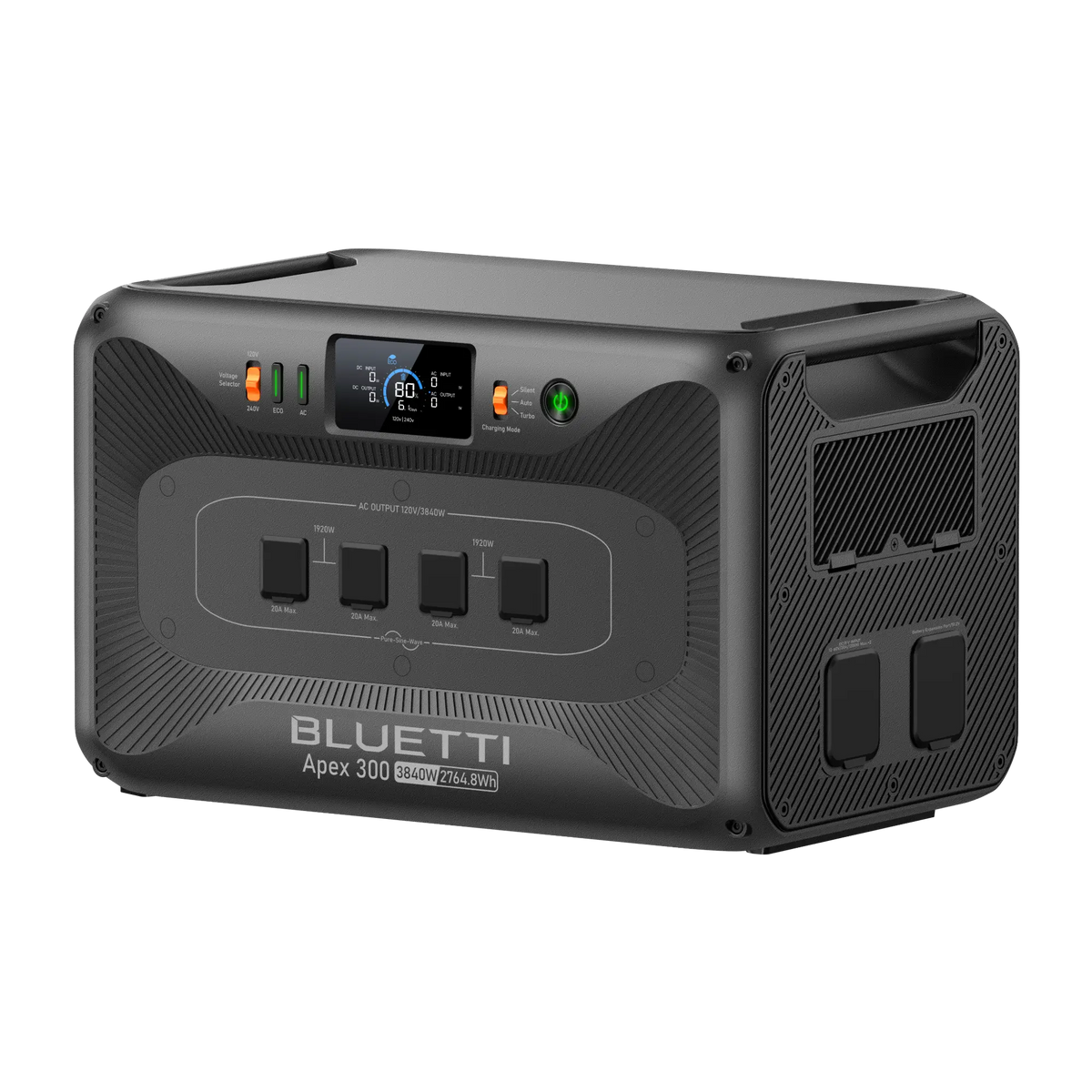 BLUETTI Apex 300 portable power station, 3840W, 2764.8Wh capacity, Pure-Sine-Wave output.